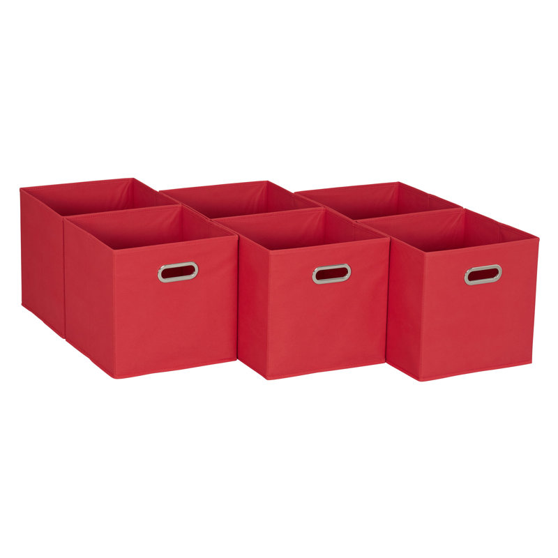 Fabric Storage Bins, Strong Poly-Woven Fabric, Sturdy Chipboard Sides, Grommet Front Handle, Stackable and Foldable, Classic Design