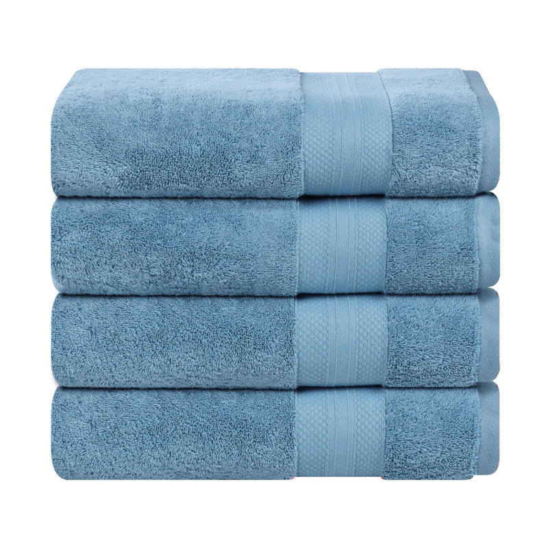 Aria 100% Turkish Cotton Heavyweight Absorbent Plush Bath Towel Set, Denim Blue