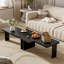 Modern Rectangular Coffee Table, Modular Splicing Design, Classic Black MDF, 41.7 Inches