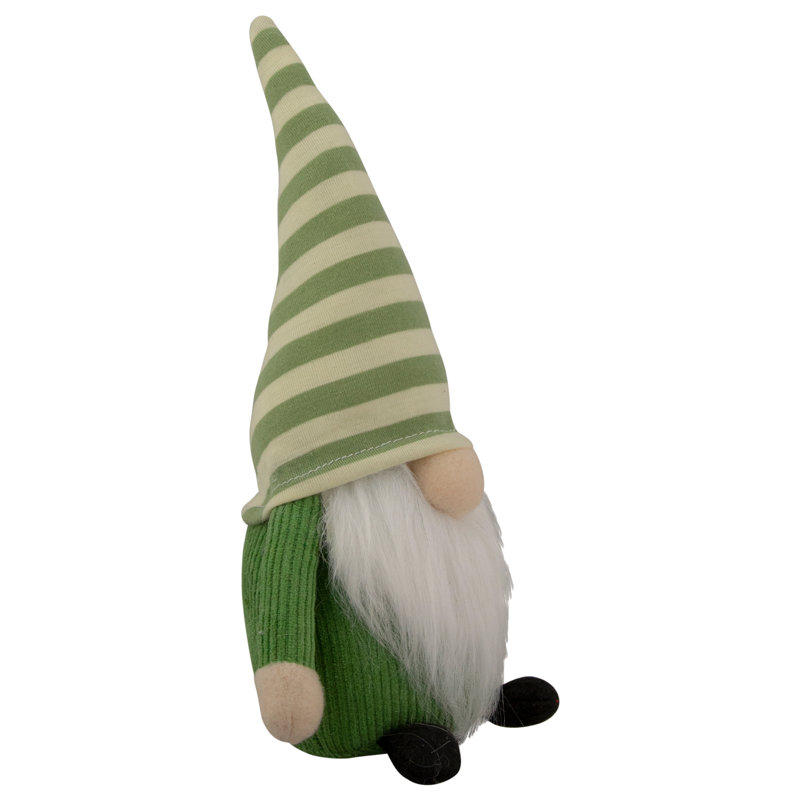 Gnome de printemps garçon rayé vert 9,25 po