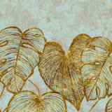 Julie Feels Home Glitter/Shimmer Monstera Leaf and Plain Twinwall Design 4-panel Wall Mural
