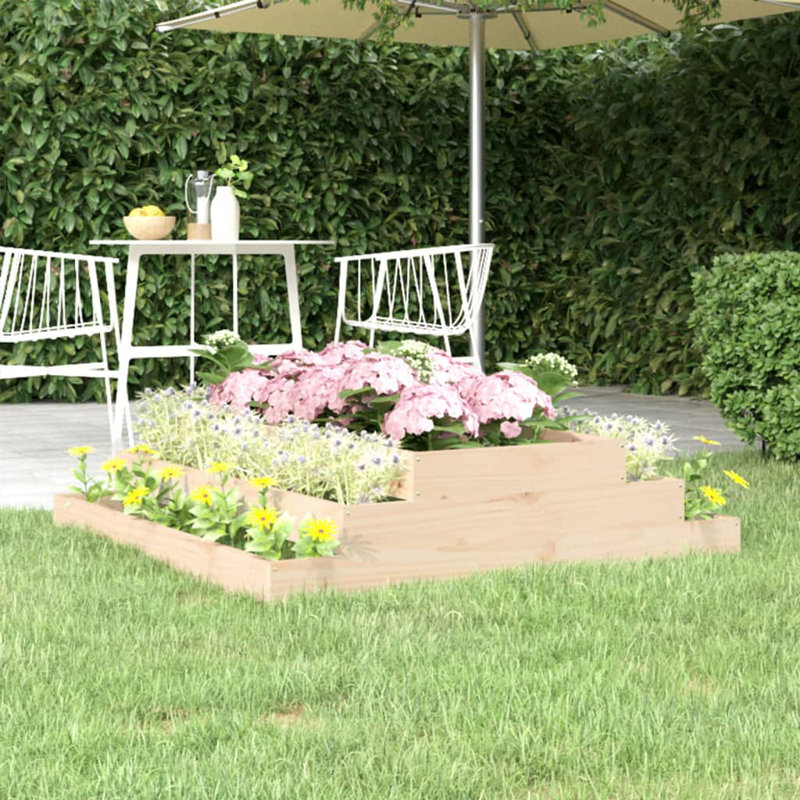 Arevalo Self-Watering Wood Raised Garden Bed, Grey, 27cm H x 110cm W x 110cm D