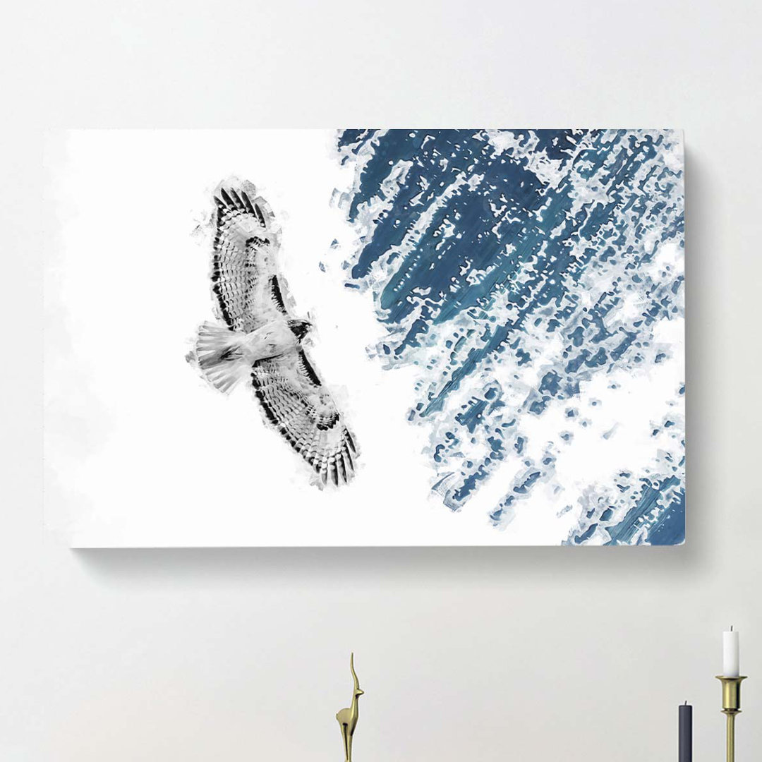 Buzzard Bird in Abstract - Wrapped Canvas