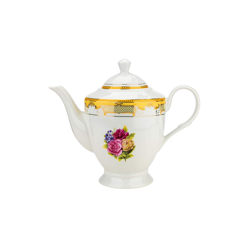 August Grove® Fabien Floral Teapot Set, Gold
