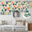 Motif floral sarcelle corail et scandinave-92736813
