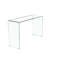 Console en verre, console en verre trempé transparent avec bureaux à bords arrondis, table de canapé