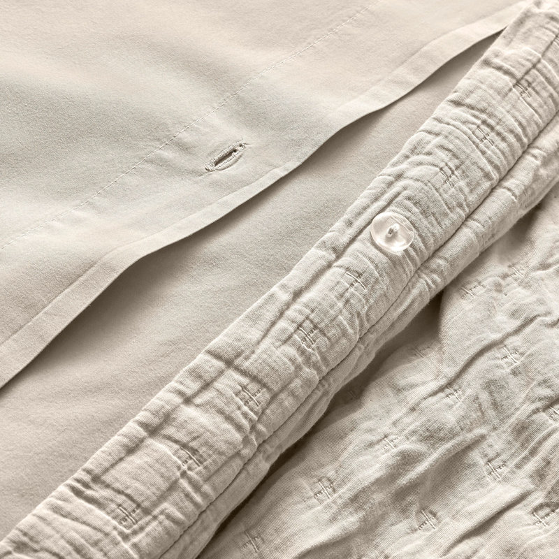 Popple Duvet Cover Set, Putty, King Duvet Cover + 2 King Shams