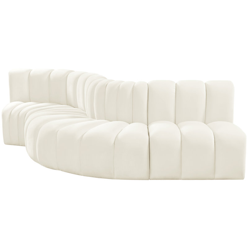 Hiu Upholstered Curved Sectional Reversible, Cream Velvet