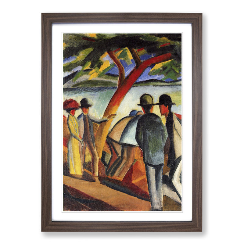 Promenade by the Lake by August Macke - Picture Frame Painting, 65cm H x 48cm W x 2cm D, Walnut Framed