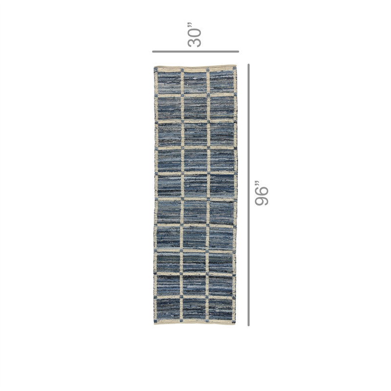 Tapis bleu / gris Parry, Tapis de couloir 3 pi x 8 pi