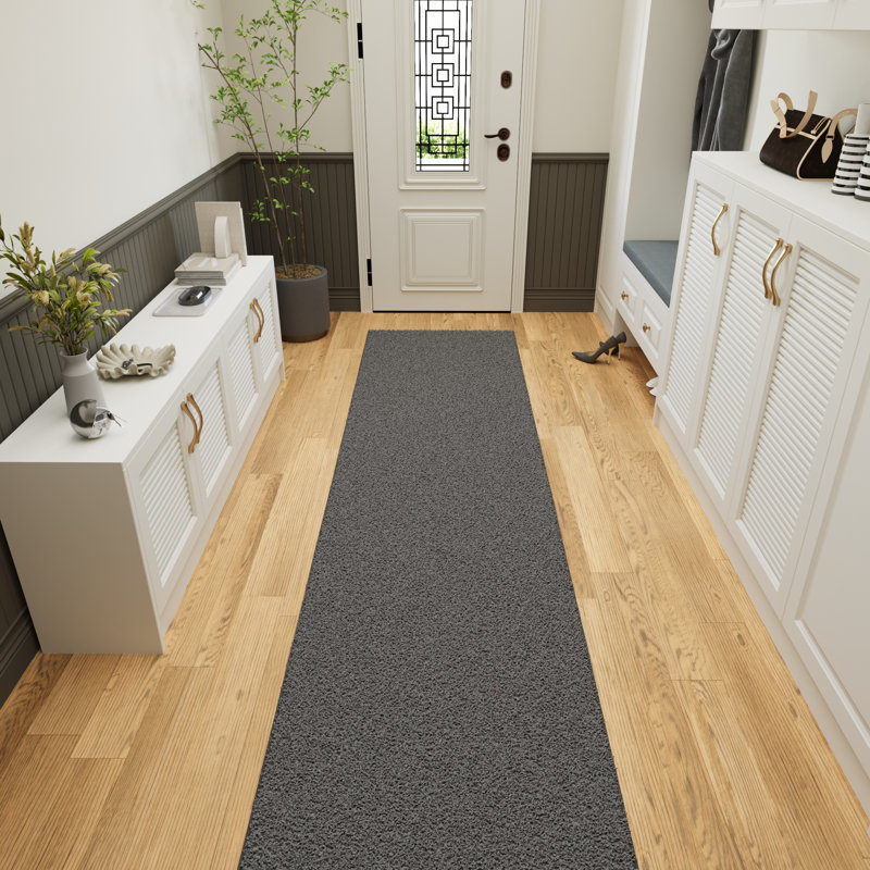 Mair Plush Non-Slip Rubberback Extra Long Hallway Runner Rug for Bedroom, Living Room, Bathroom, Gray, Runner 3' x 15', Gray