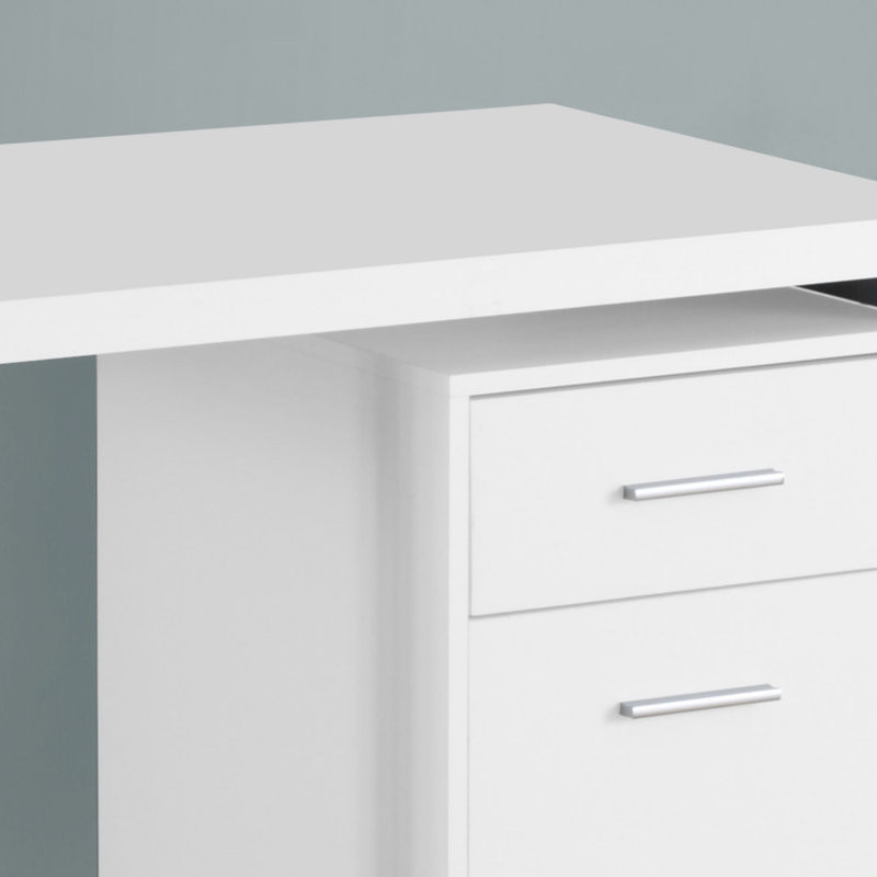Bureau d'ordinateur, bureau personnel, ordinateur portable, installation à gauche, à droite, tiroirs de rangement, L 48 po, travail, stratifié, métal gris, contemporain, moderne