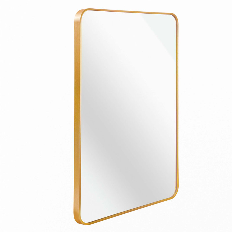 30X40" Metal Framed Rectangular Rectangular Bathrrom Mirror For Wall, Gold