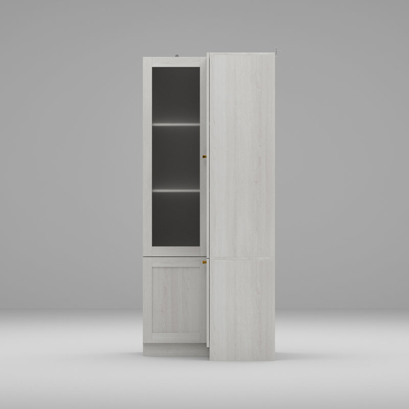Armoire de rangement d'angle 70,9 "avec portes en verre