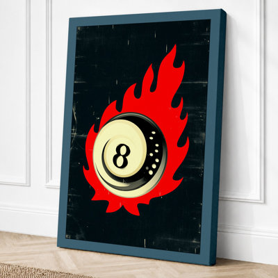 Eight Ball Aflame Modern 1 Piece Wrapped Canvas Wall Art