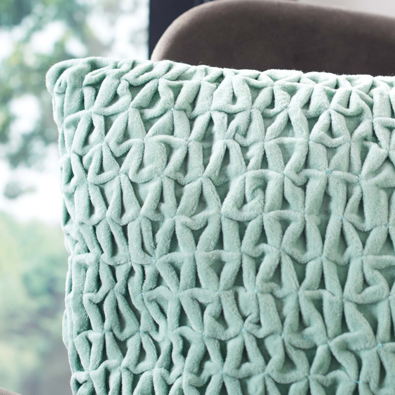Lensa Braided Mint Green Cotton Square Decorative Pillow, 19" x 19"