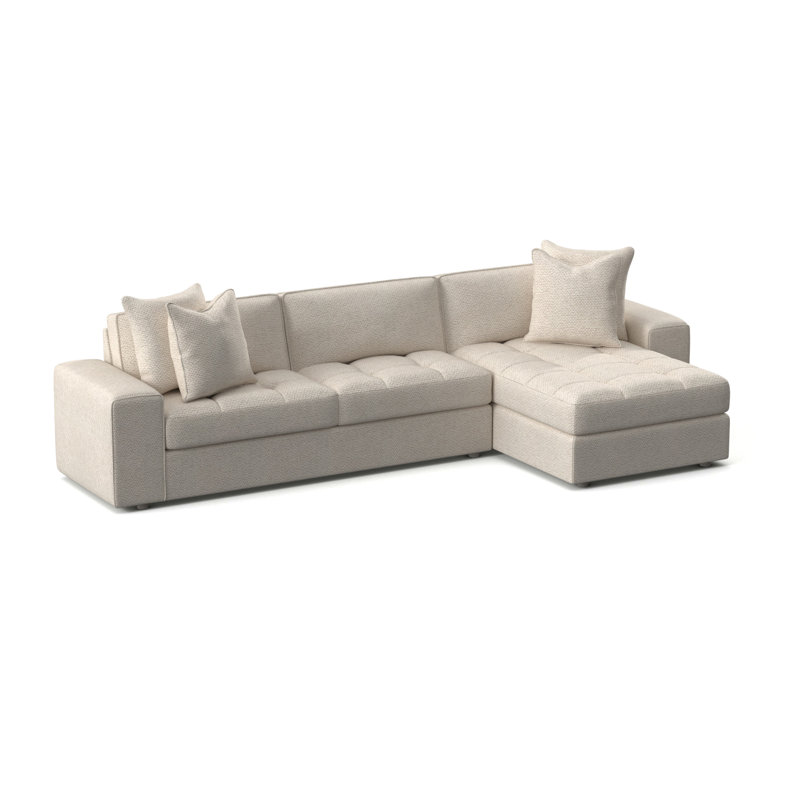 Nest Upholstered L-Shaped Sectional Right Hand Facing, Cream Chenille 1345-002