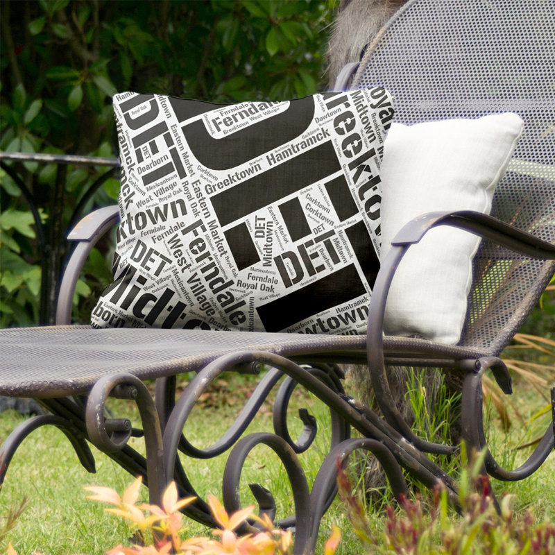 Coussin intérieur/extérieur détroit, Oui, Noir, H 16 po x l 16 po
