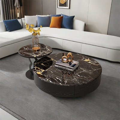 Table basse italienne ronde en pierre supercristalline