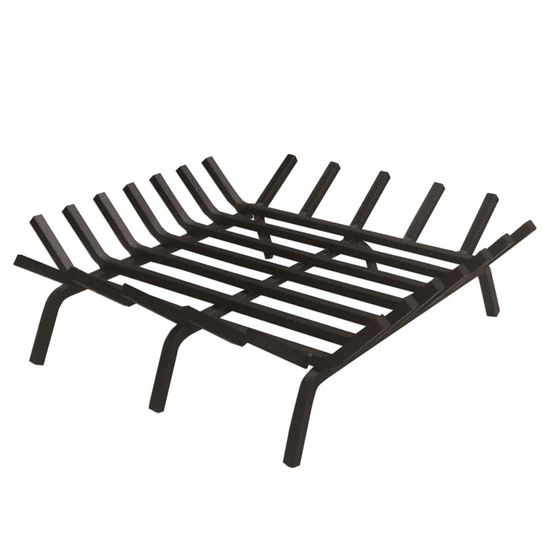 Square Carbon Steel Fire Pit Log Grate, 8" H x 27" W x 27" D