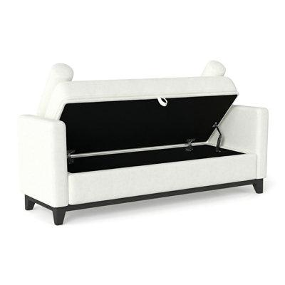 Bed Bench With Solid Wood Legs And 2 Throw Pillows; 66-inch Sherpa-lined Storage Bench;  For Bedrooms, Living Rooms, And Entryways