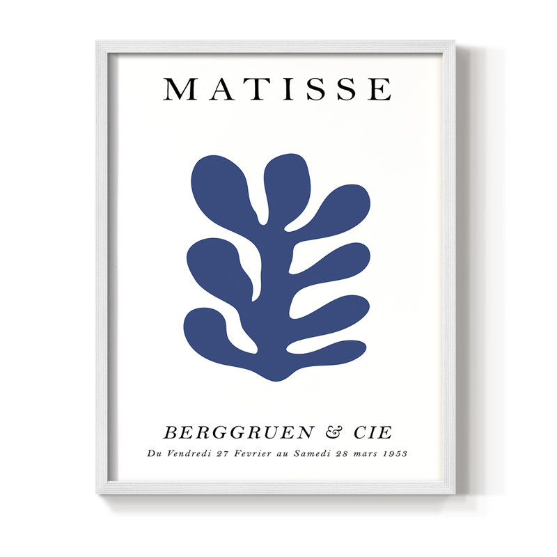 Matisse CCXCV III, reproduction d'art encadrée - bois massif, H 28 po x l 22 po, Blanc