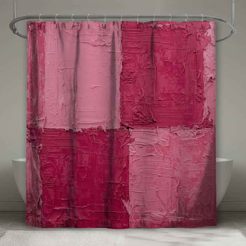 Rideaux de douche texturés carrés roses très longs, L 70 po x H 93 po