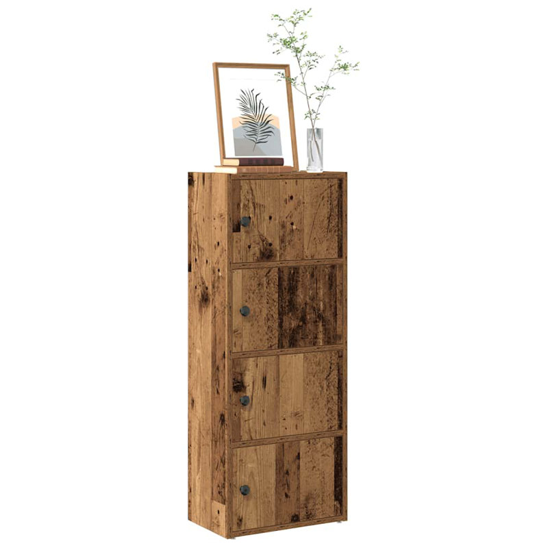 Shanetra 40cm W Bookcase, Old Wood, (4 Shelves) 102cmH x 40cmW x 24cmD