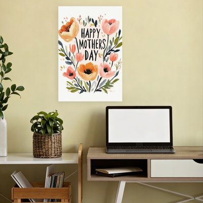 Floral Mothera#039;S Embrace Spring Flower Wall Art Print by Treechild - Wrapped Canvas Print