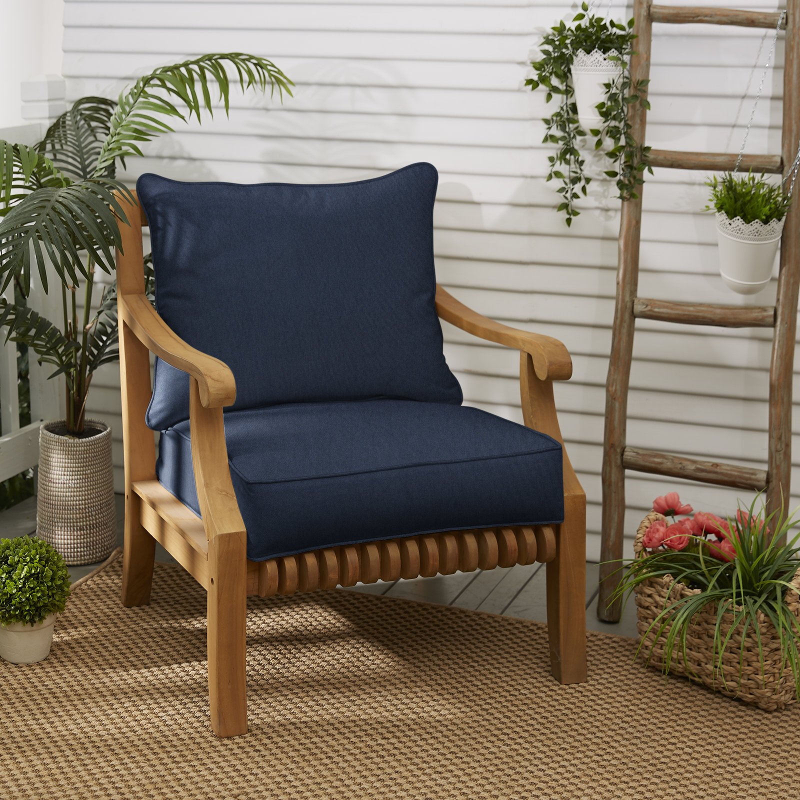 Sunbrella Outdoor Lounge Chair, 5" H x 23" W x 25" D, Canvas Navy Sunbrella® Canvas