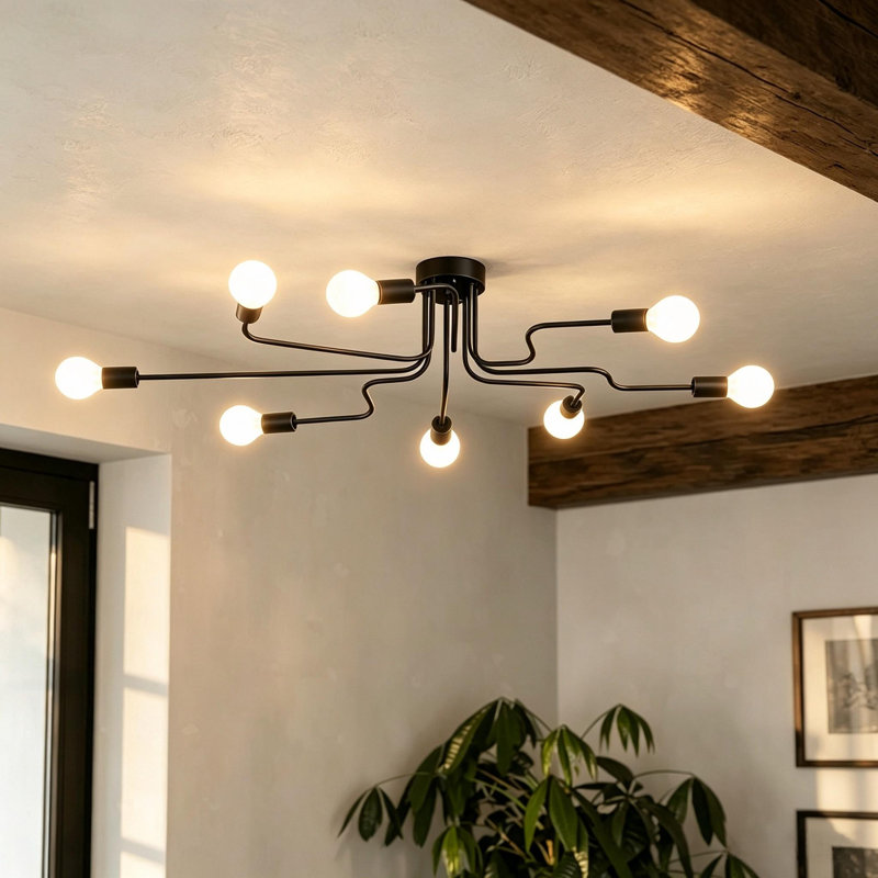 Plafonnier semi-encastré à 8 lumières