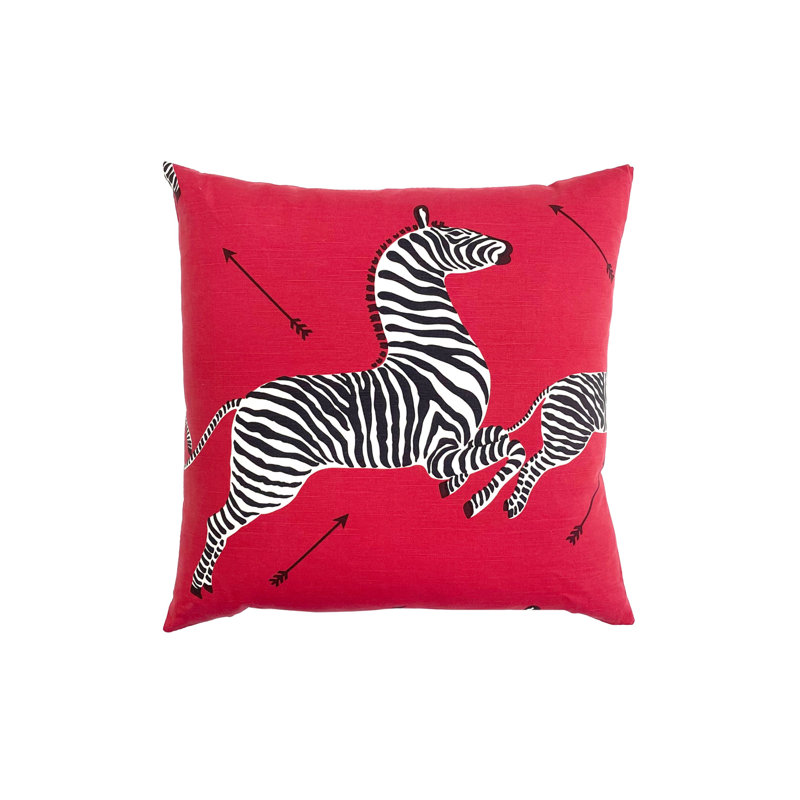 Zebras Square Indoor/Outdoor Pillow Cover & Insert, Masai Red