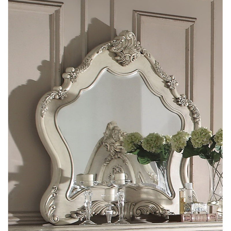 Glendo Wood Wall Mirror, Antique White