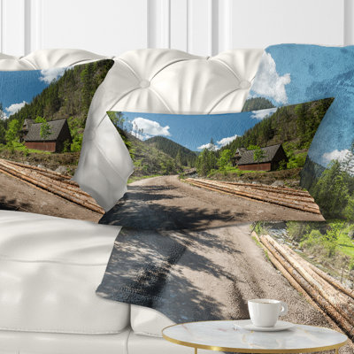 Road in Chocholowska Valley Landscape Printed Pillow