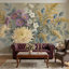 Papier peint amovible de style botanique crème avec motif floral