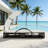 Double Outdoor Chaise Lounge Daybed With Canopy, 5-Position Adjustable Reclining Backrest With Hidden Side Table And Arched Armrests-395863054