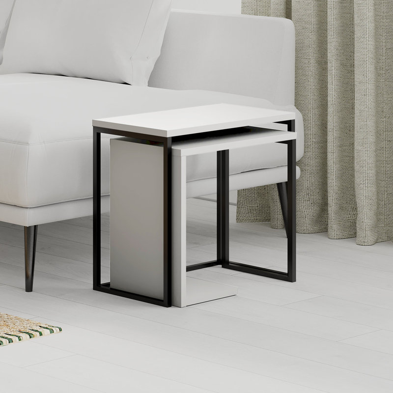 Ajabah 2 Piece Nest of Tables – Stylish and Functional Nesting Tables, White