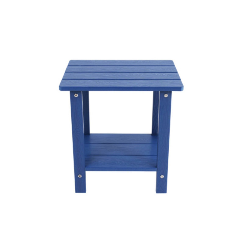 Table d'appoint bleu foncé pour jardin et extérieur, en bois massif à double couche, ergonomique et multifonctionnelle, fini rouille, espace de rangement et quincaillerie large.