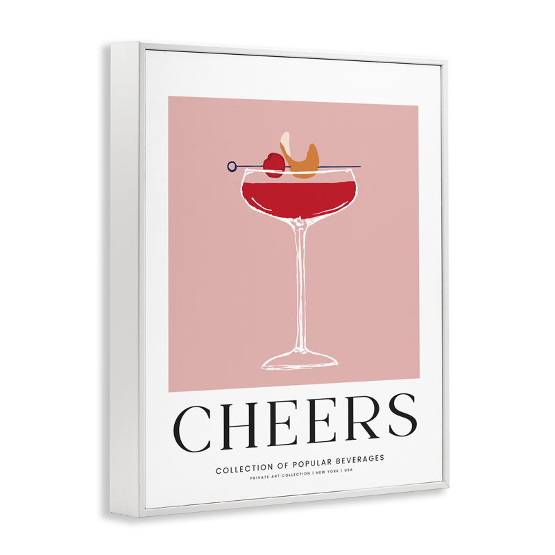 Giclée encadrée Minimal Cheers, H 20 po x l 16 po, Blanc