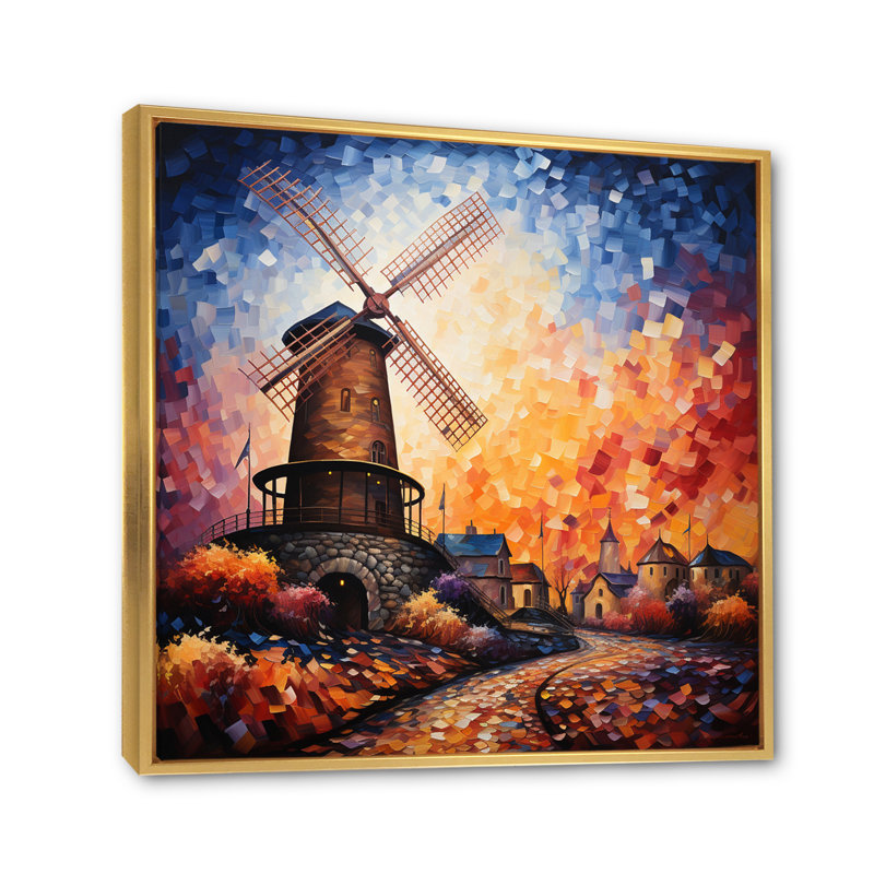 Mill Wind Serenade in Motion - impression, H 36 po x l 36 po, Cadre flottant doré