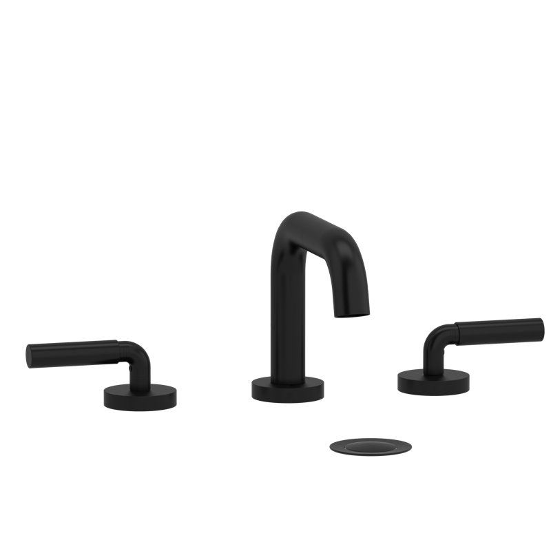Riu Widespread Lavatory Faucet With U-Spout, Black, Lever
