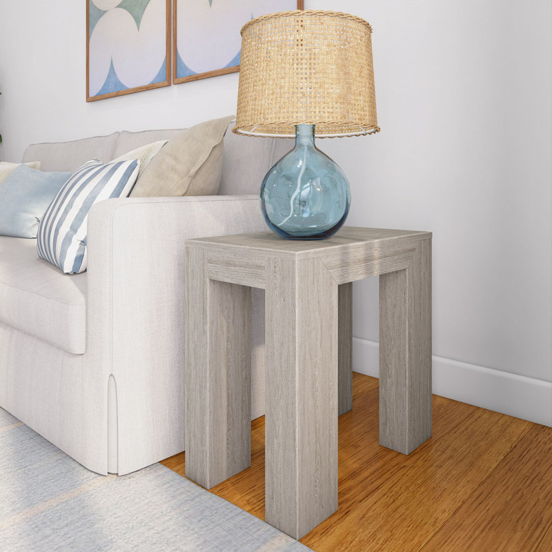 Table d'appoint moderne moderne (25 po x 15 po / 630 mm x 375 mm), coquillage brossé, Coquillage brossé