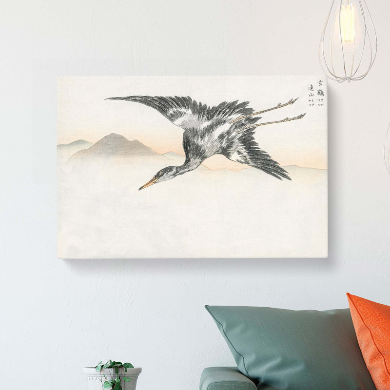Common Crane by Numata Kashu - Wrapped Canvas Painting, 35cm H x 50cm W x 3cm D