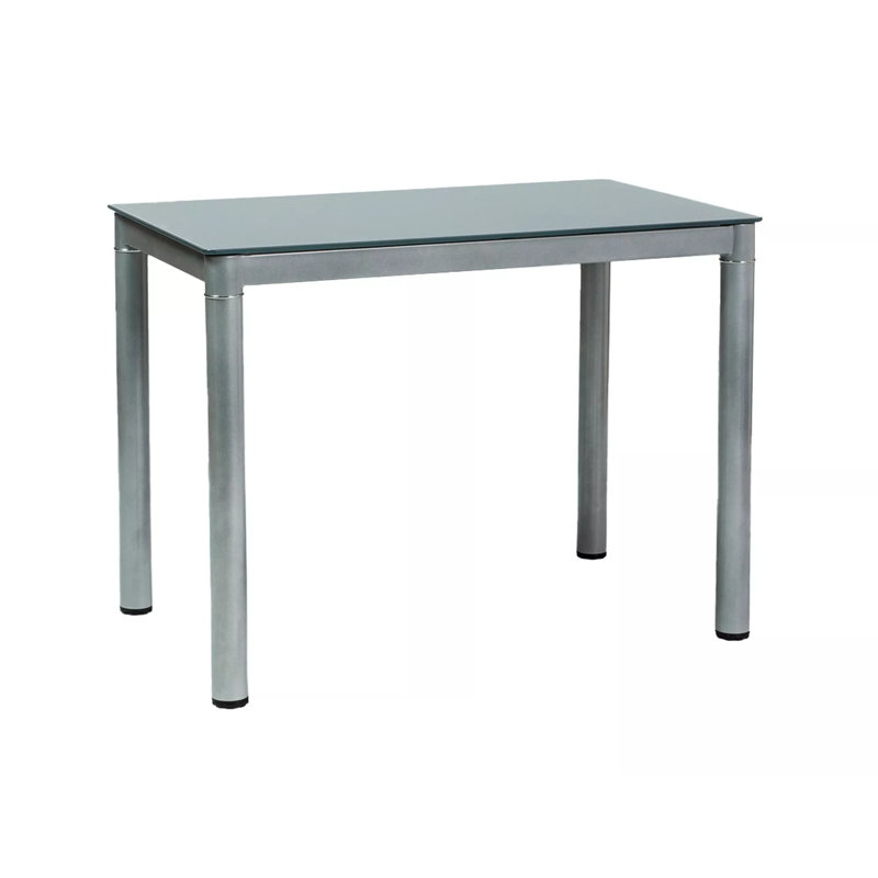 Gemius Glass Top Metal Base Dining Table, Grey