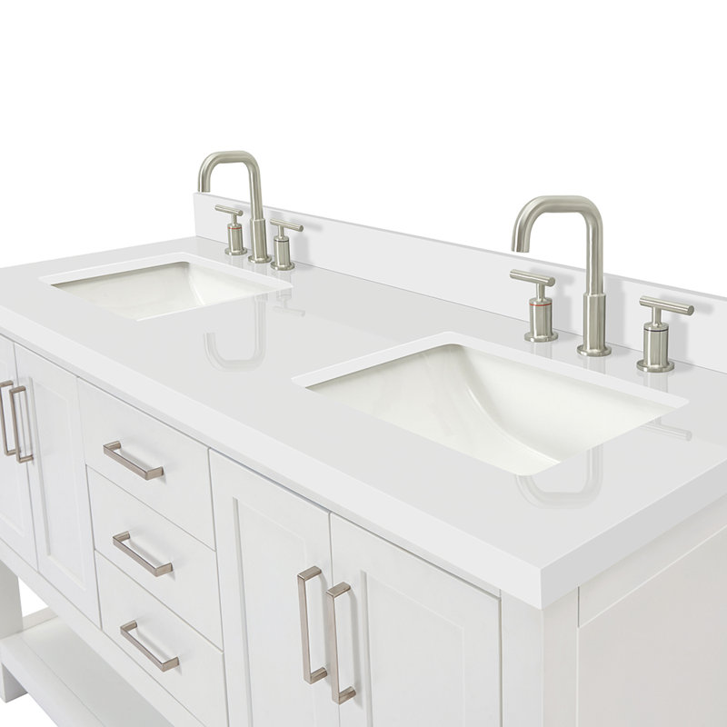 Magnolia Bath Vanity Oval Basin, Rectangle, White, White Quartz