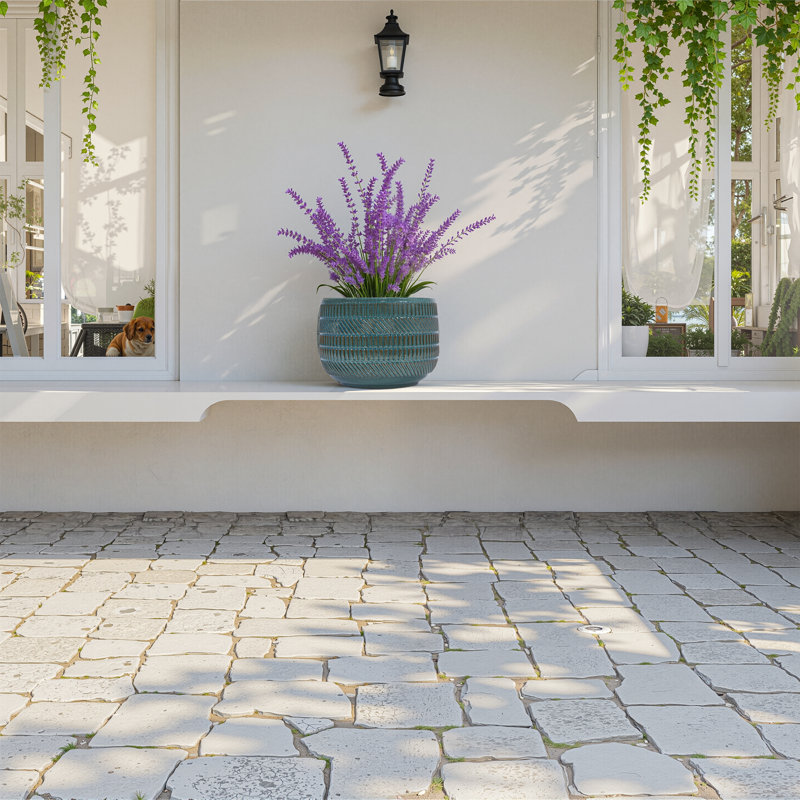 Ensemble de 3 pots de fleurs décoratifs pour l'extérieur en céramique 14 po avec trou de drainage