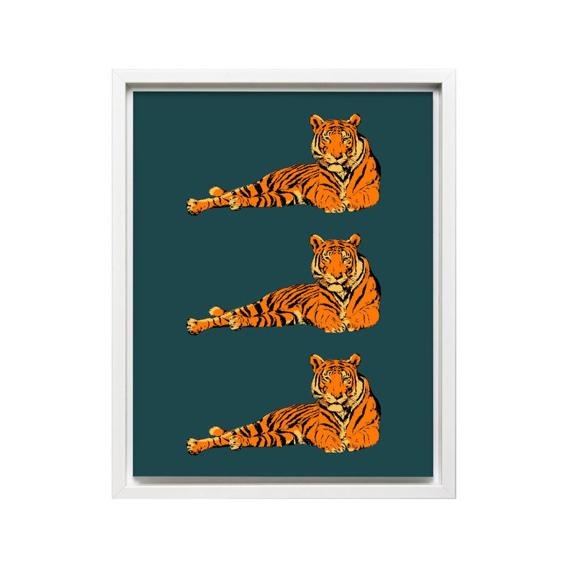 Tigre couché n ° 3, Canvas, White Framed, 16"H x 20"W