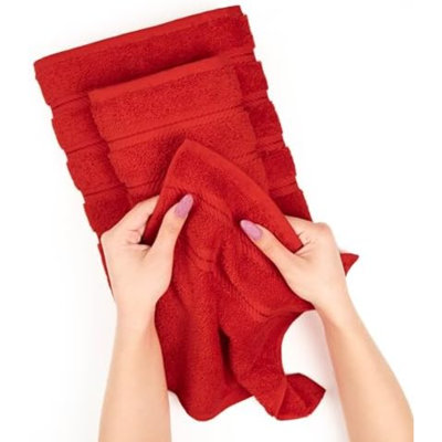 Luxury 4 Piece Bath Towel Set, 600 GSM 100% Cotton Turkish Bath Towels For Bathroom, 27X54 In Large Bathroom Shower Towels, Red