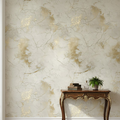 Papier peint abstrait mural amovible beige