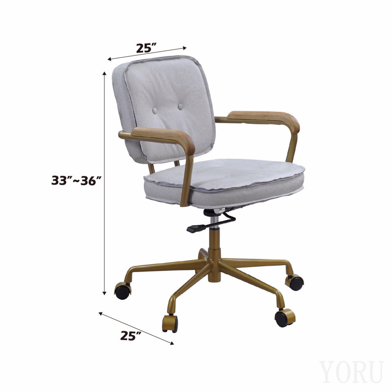 Siecross Vintage White Top Grain Leather Office Chair
